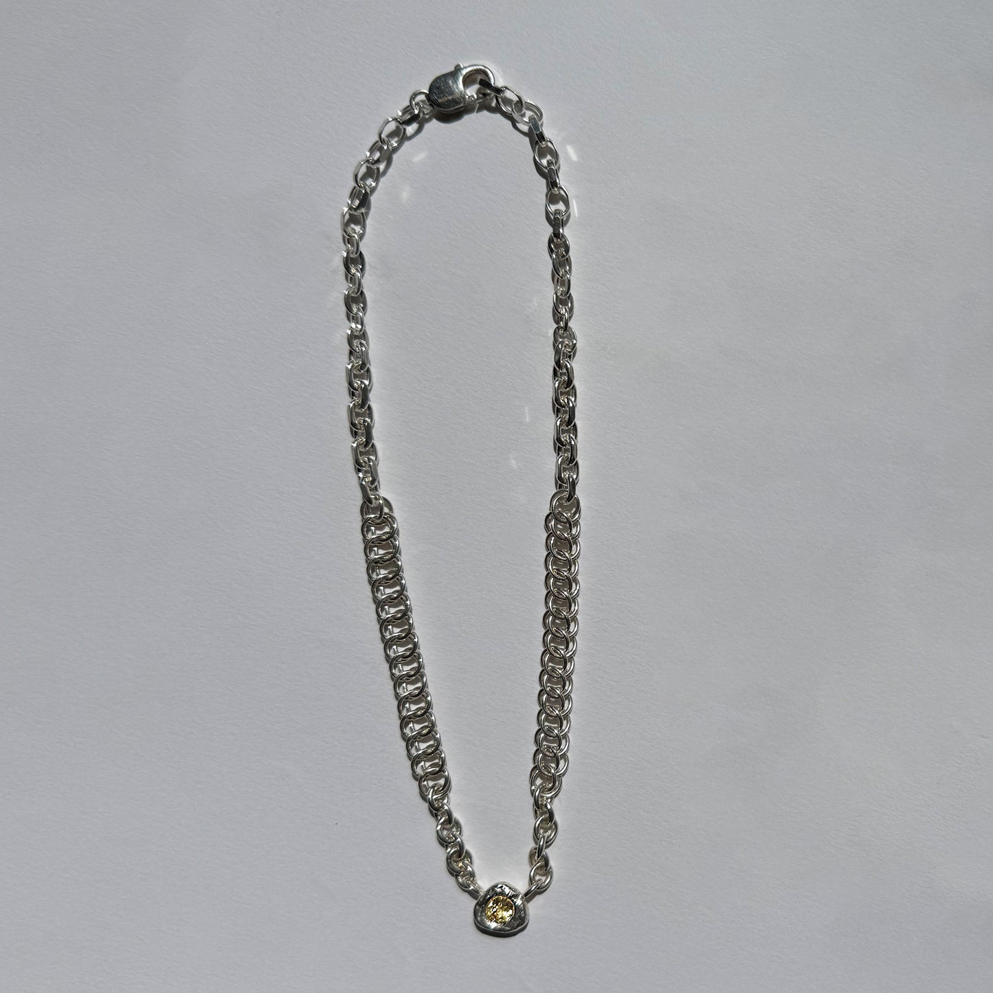 Citrine pendant  with sundial chain